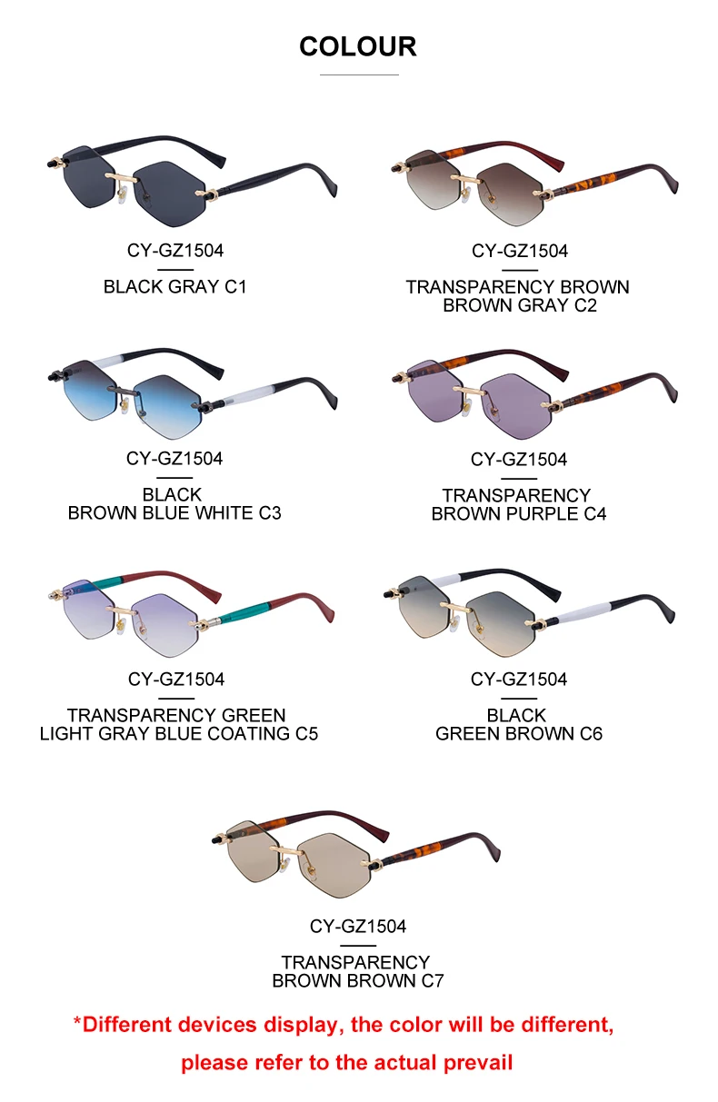 Randlose Polygon-Sonnenbrille für Damen 2026 Luxusmarke Mode Retro Sonnenbrillen Punk Sechseckige Brillen für Damen UV400 Outdoor-Sonnenbrillen – Detail 12