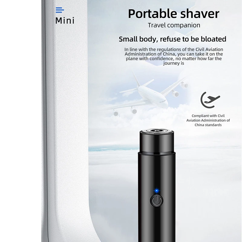 Electric Shaver Mini Rechargeable Razor Long-Lasting Portable Washable Beard Knife Travel Beard Trimmer Hair Removal for Men