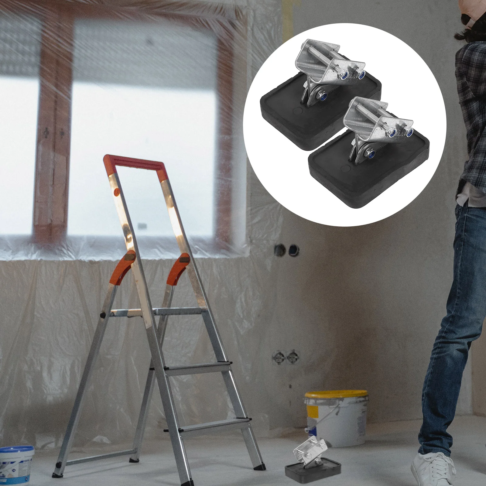 Almohadillas para pies para escalera de aluminio, estabilizador antideslizante, protectores de pies, accesorios de escalera, accesorios de construcción, 2 uds.