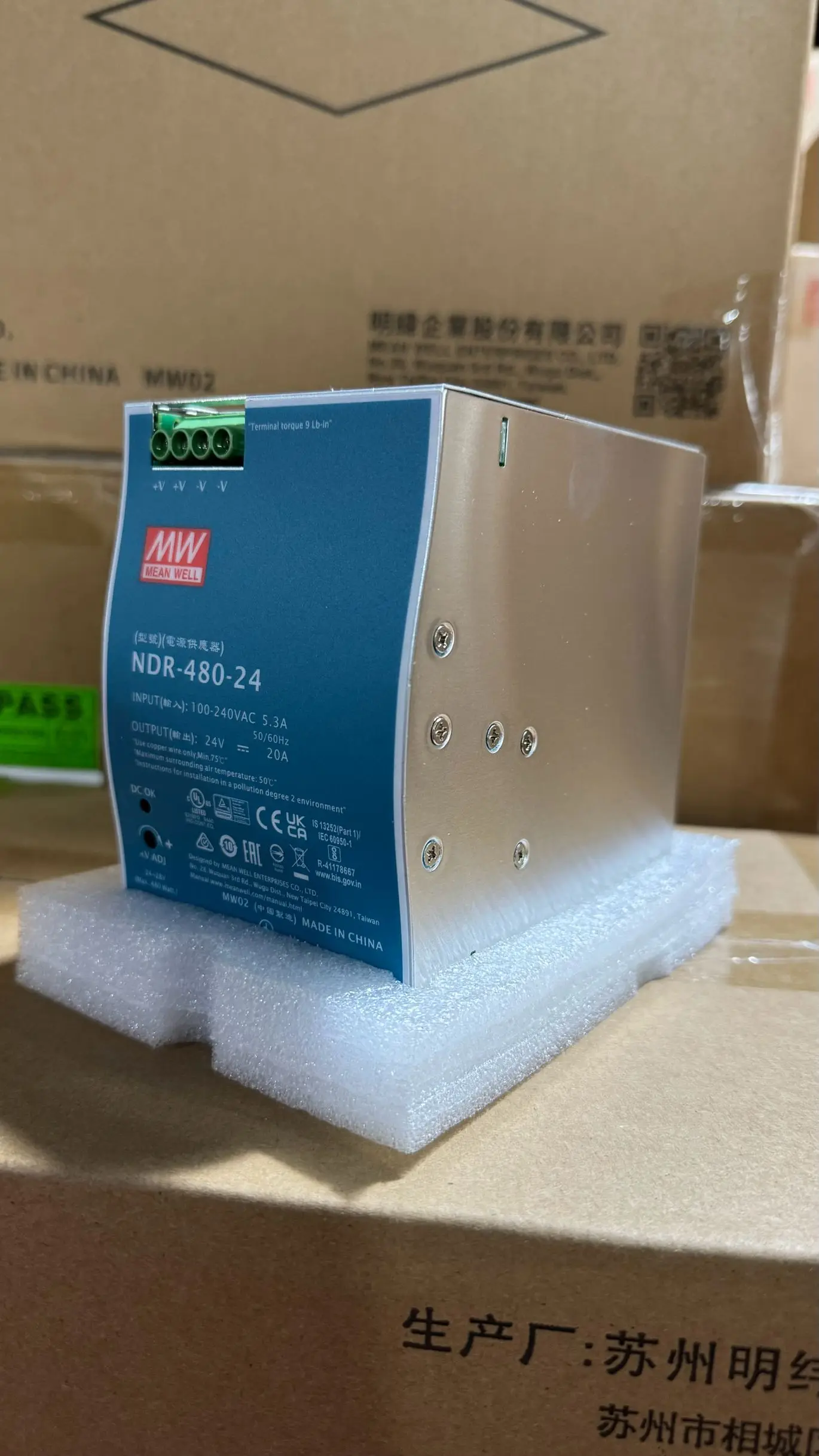 

Оригинальный Meanwell NDR-480-24, 480 Вт AC-DC с одним выходом и функцией PFC, импульсный источник питания на DIN-рейку