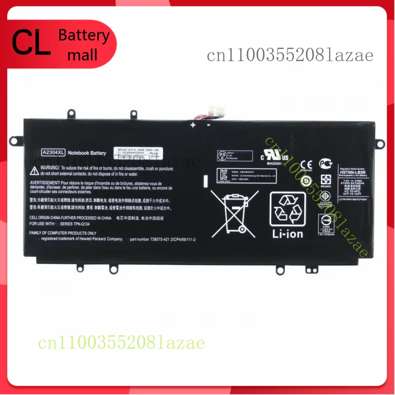 

Новый оригинальный аккумулятор A2304XL для HP TPN-Q134 HSTNN-LB5R 738075-421 738392-005