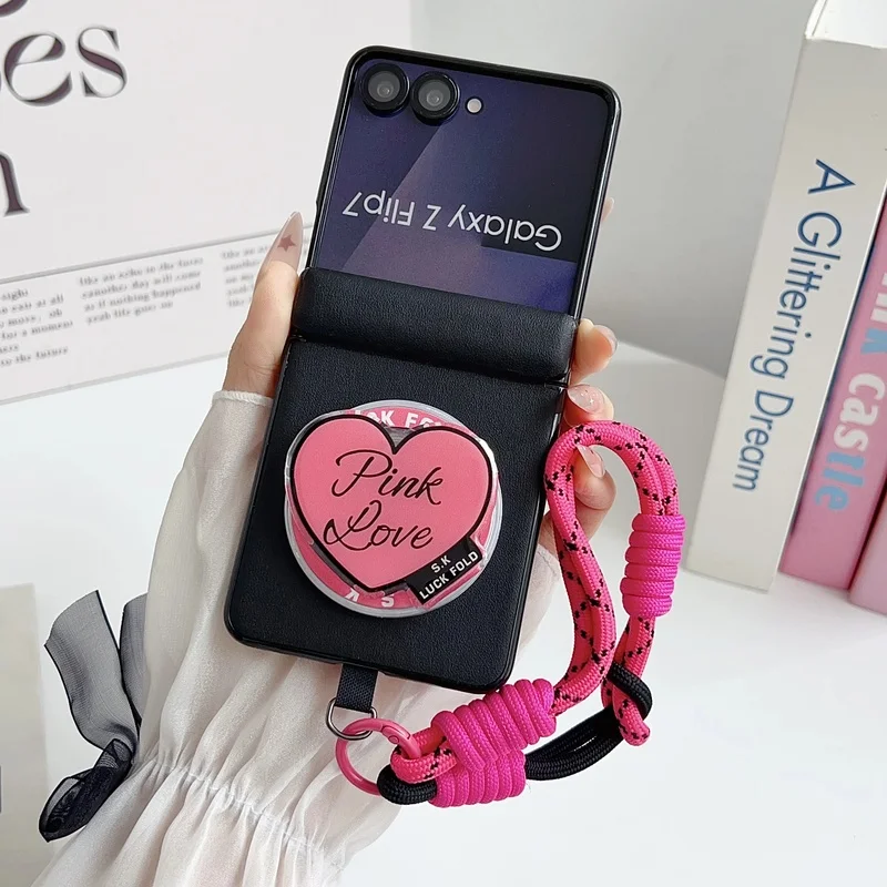 3 in 1 Detachable Love Stand Wrist Strap Magnetic Phone Case for Samsung Galaxy Flip7 Flip6 Z Flip 3 4 5 6 7FE Protective Cover - view 3