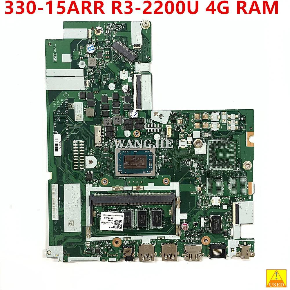 

5B20R56763 For Lenovo Ideapad 330-15ARR Laptop Motherboard EG534/EG535 NM-B681 With R3-2200U CPU 4G RAM DDR4 100% Working