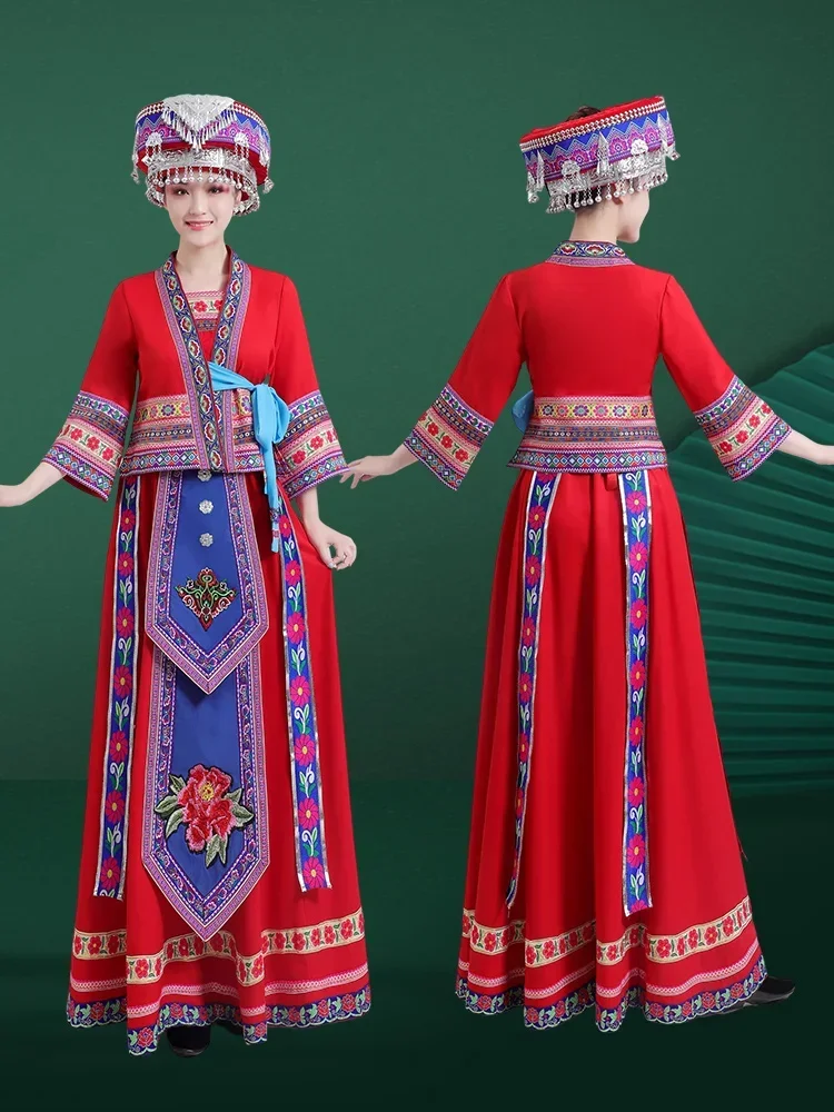 Vêtements Miao pour femmes, costume de spectacle de danse Guizhou Miaozhai, ensemble de 4 pièces, nouvelle collection 2025