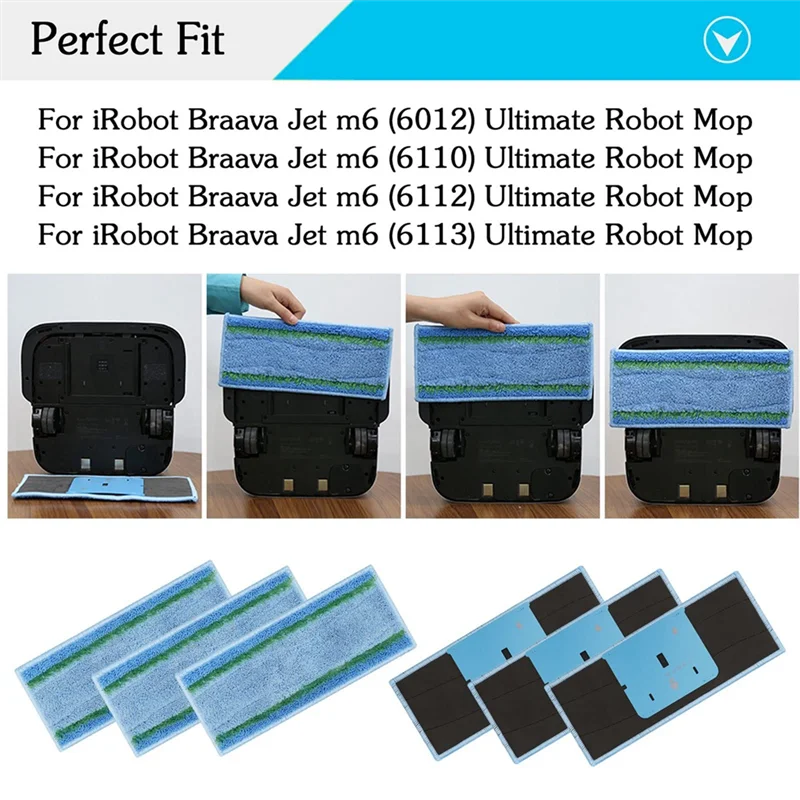 

B59B-12PCS Mopping Wet Pads Accessories For Irobot Braava Jet M6 (6110) (6012) (6112) (6113) Ultimate Robot Mop Washable And Reu