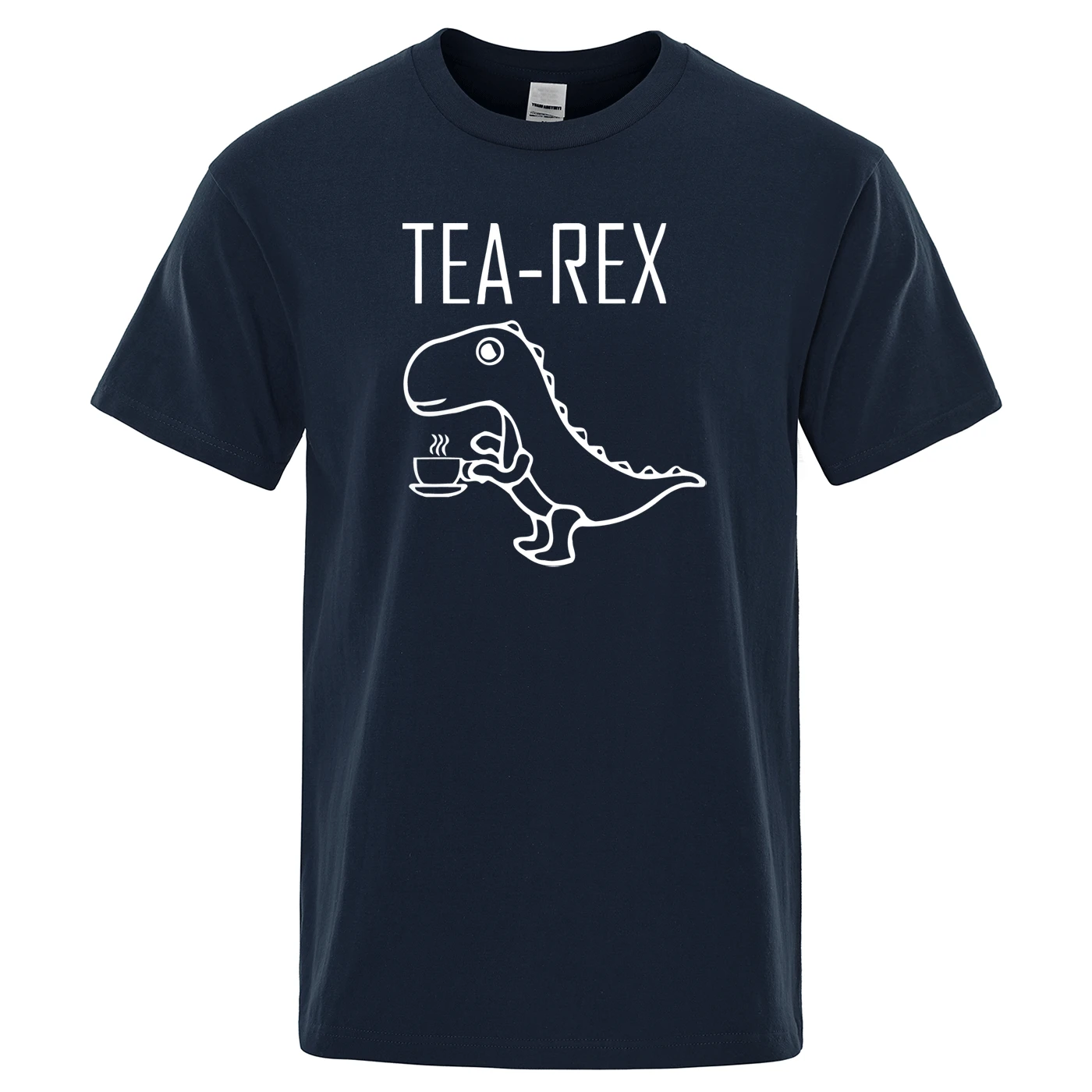 Men's T-Shirts Tea Rex funny dinosaur drink coffee T Shirts Fashion  TShirt High Quality Streetwear Tops Male Tee shirt image 3