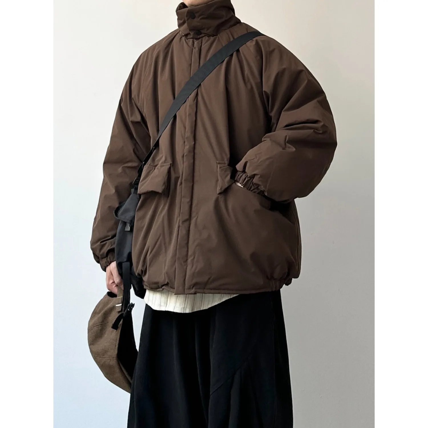 

Retro Japanese Sle Thiened Cotton Jaet Stand Collar Loose Fit Women's Autumn Winter Warm Faion Brand Workwear Coat