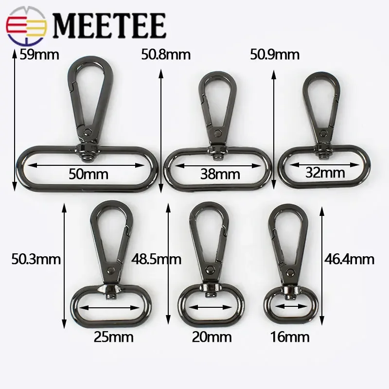 20Pcs Meetee 13-50mm Meal Buckles Lobster Swivel Clasps Hook Collar Carbiner Belt Buckle KeyChain DIY Bags Hardware Accessories