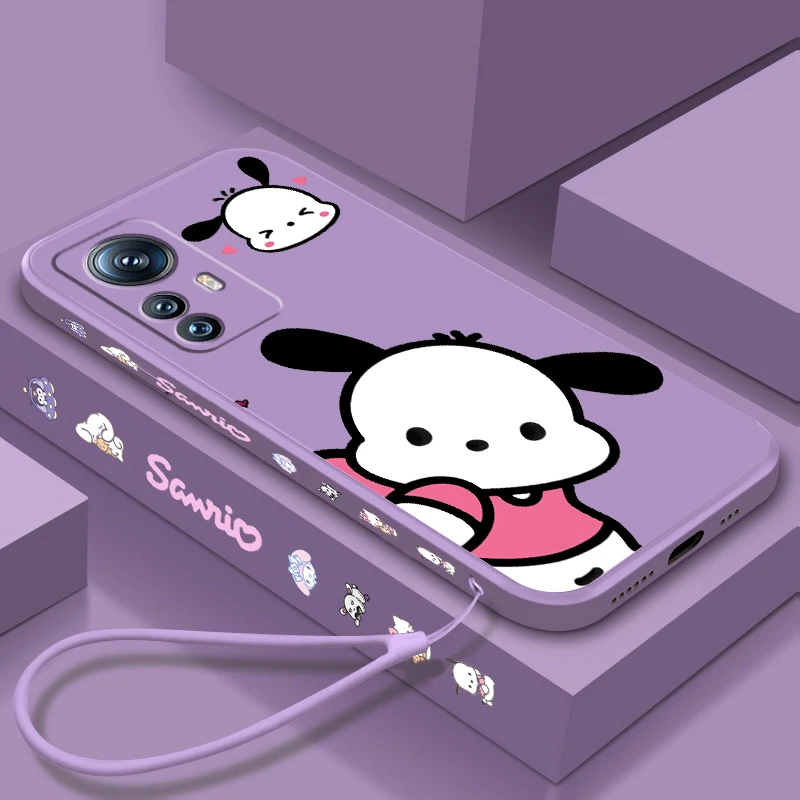 Sanrio Cartoon Pacha Dog Liquid Left Rope For Xiaomi Mi 14 13T 13 12T 12 11T 11i 11 A3 10T 10 9 Pro Lite Ultra 5G Cover