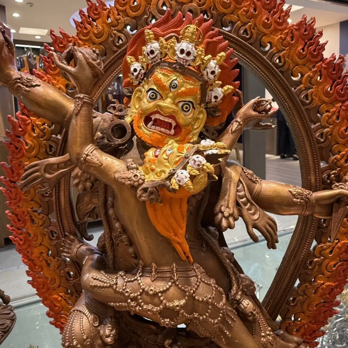 One foot 33cm Angry Lotus Master Copper Protector Tantra Buddha Statue Bronze Statue Tibetan Ornament Buddhist Hall Geza