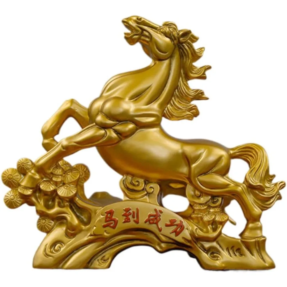 ديكور منزلي من الراتنج على الطراز الصيني لخزانة تلفزيون غرفة المعيشة - تمثال حصان الثروة والحظ من Chu Wen Sheng1401 #1