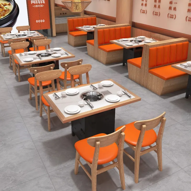 

Themed restaurant tables and chairs catering hamburger hot pot barbecue milk tea shop cafe against the wall card seat sofa combi