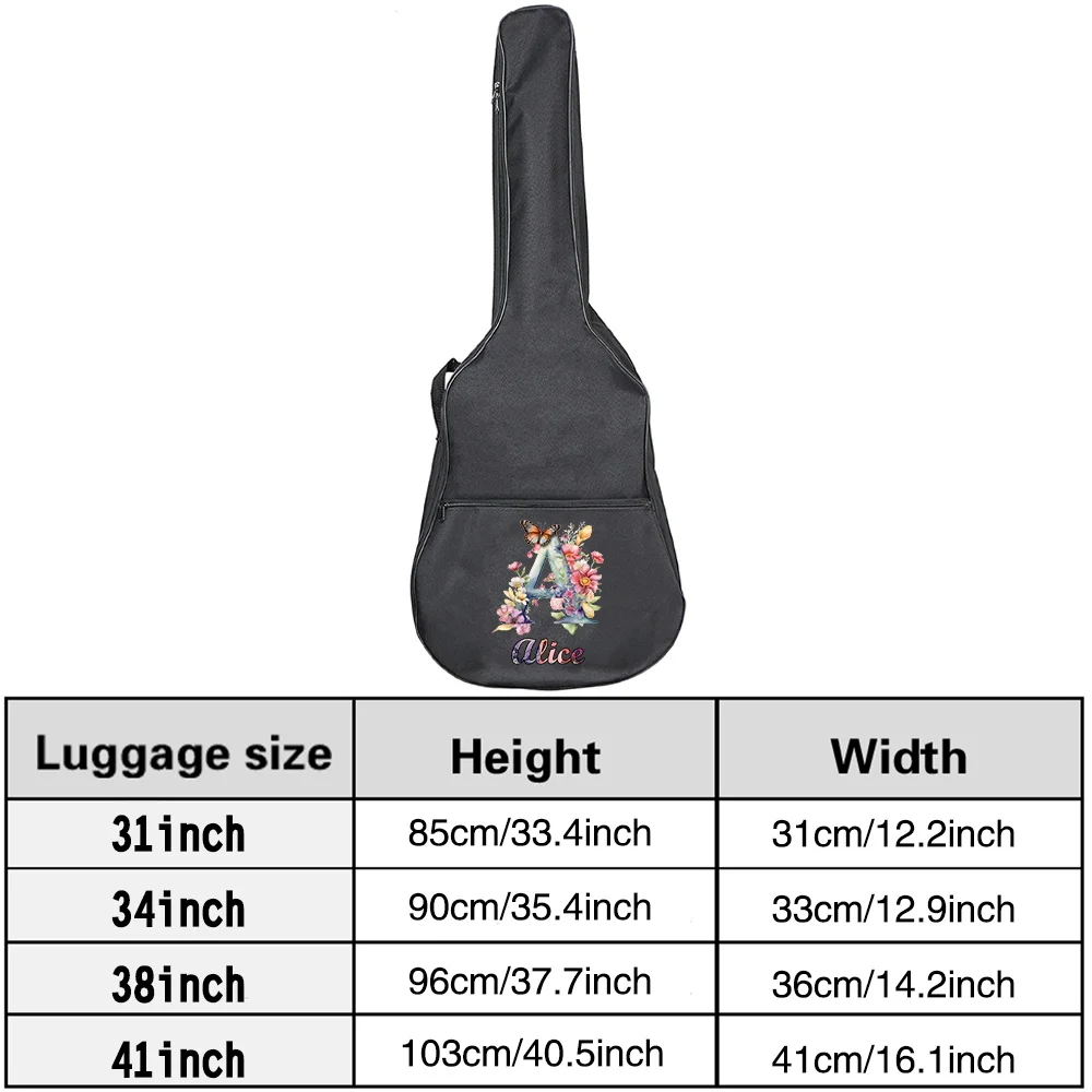 Personalized Customized Name Two-way Zipper Guitar Bag Waterproof Guitar Case Dustproof Comfortable Handle Nylon Pack 36-41inch