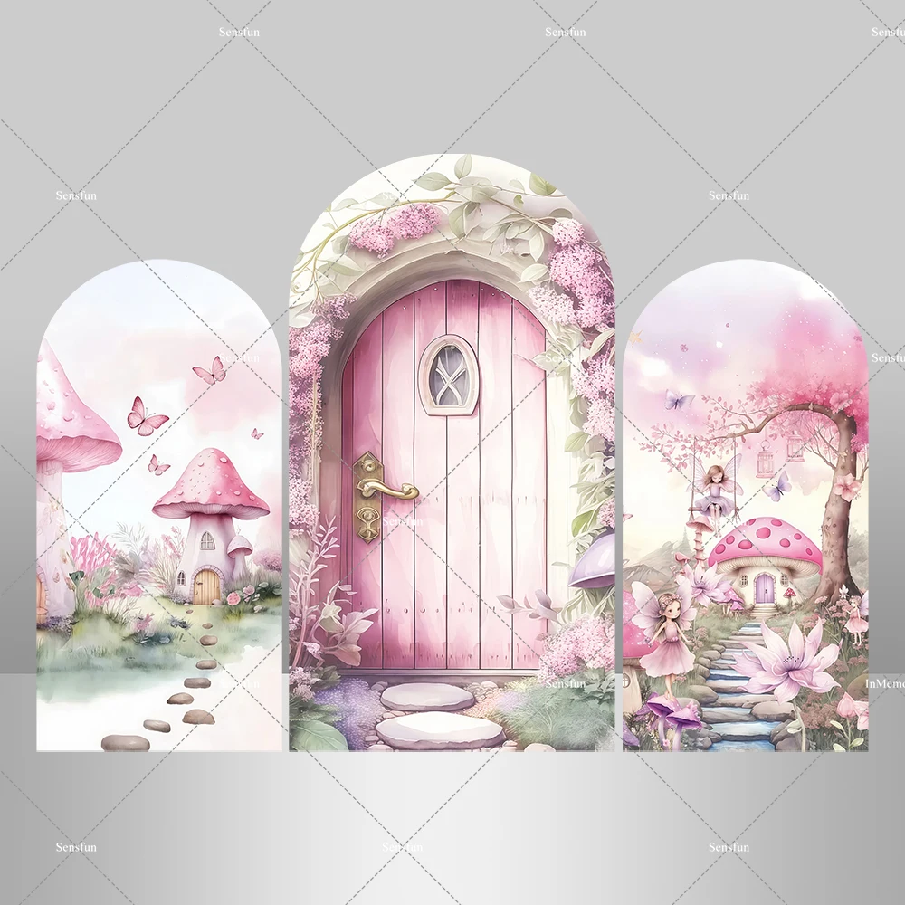 الجنية الفطر زهرة الفراشة الفتيات قوس خلفية غطاء للفتيات استحمام الطفل الوليد 1st عيد ميلاد حزب صور الخلفيات