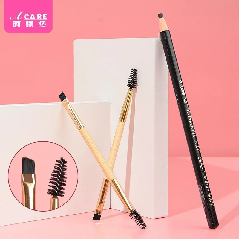 Pennello per sopracciglia C1- Pennello per trucco Pennello per occhi portatile Principiante Strumento per arricciare le sopracciglia Pennello per trucco a doppia testa per principianti