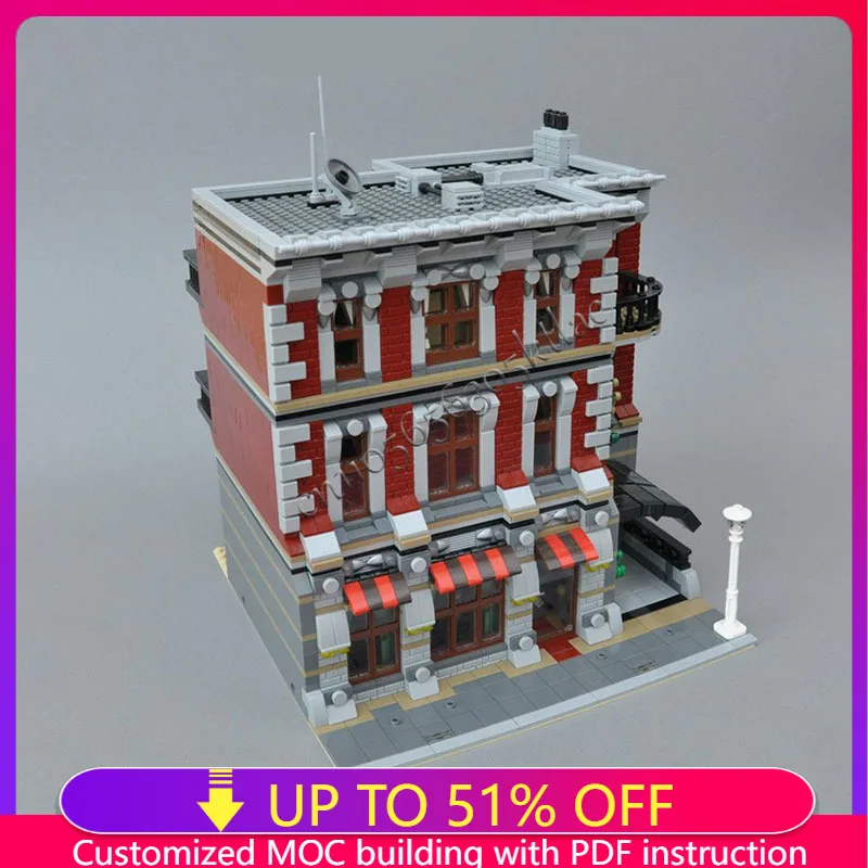 

3761 Parts Pizza Parlor Building Blocks Model Children Puzzle Educational Assembly Popular Birthdays Or Christmas Festival Gifts