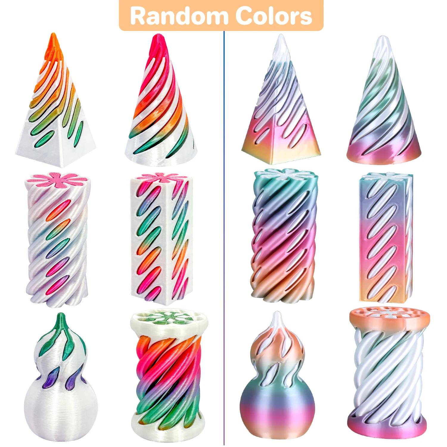 Juguete de cono en espiral impreso en 3D, Mini paso imposible a través del Pilar cuadrado, Fidget Helix Vortex Illusion, dispositivo de escritorio para aliviar el estrés