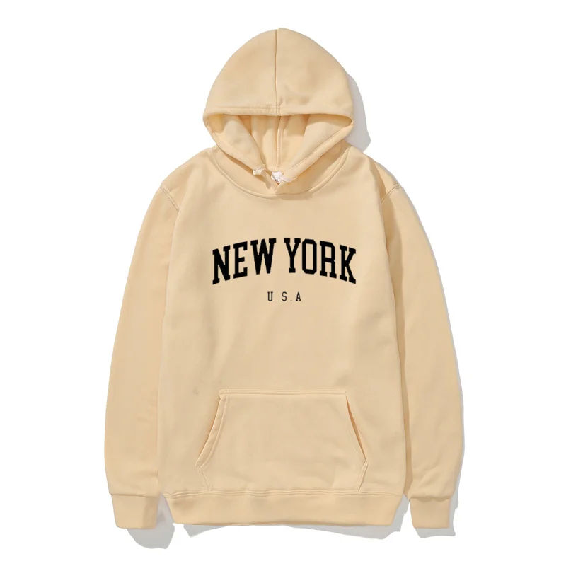 Sudaderas con capucha de la ciudad de Nueva York para hombres y mujeres, sudaderas con estampado de letras, sudaderas con capucha Harajuku casuales sueltas, ropa deportiva