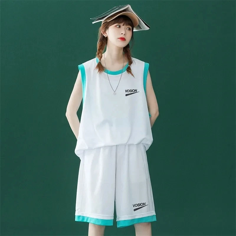 Sportswear Women Summer Students Sleeveless Basketball Jerseys Korean Loose Jersey Two Piece Breathable