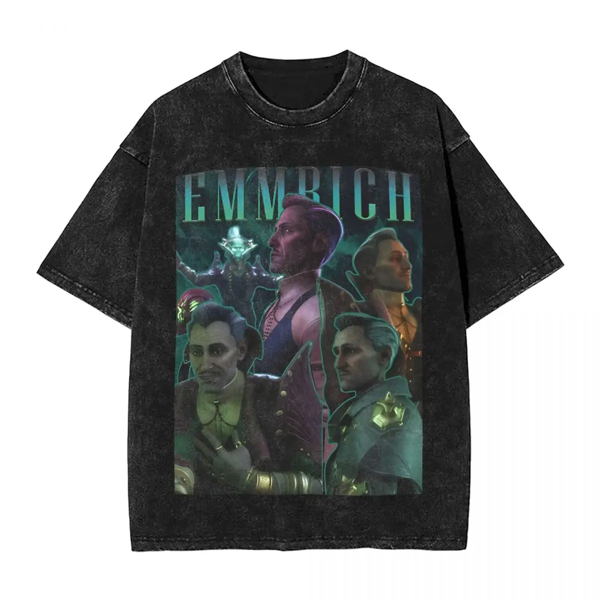 Emmrich Volkarin T Shirts Hip Hop Washed Short Sleeve Harajuku T-Shirts Dragons Ages Vintage for Men Women Printed Tee Shirt