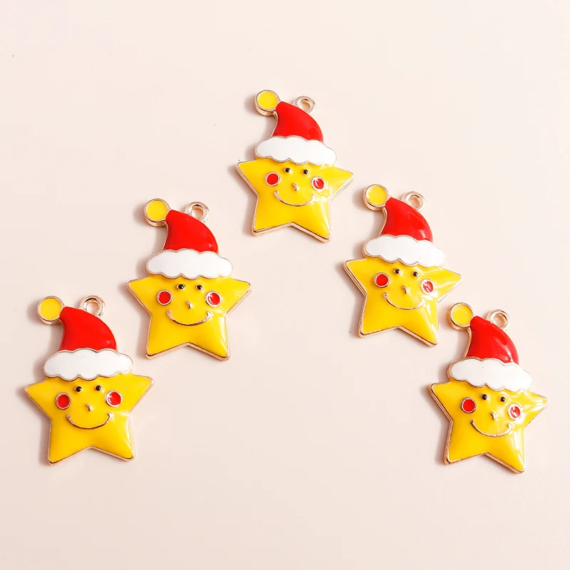 Leslie 10 Stück 26 x 20 mm Cartoon-Weihnachtsstern-Anhänger für die Schmuckherstellung, DIY, niedliche Weihnachts-Ohrringe, Armbänder, Halsketten-Anhänger – Detail 5