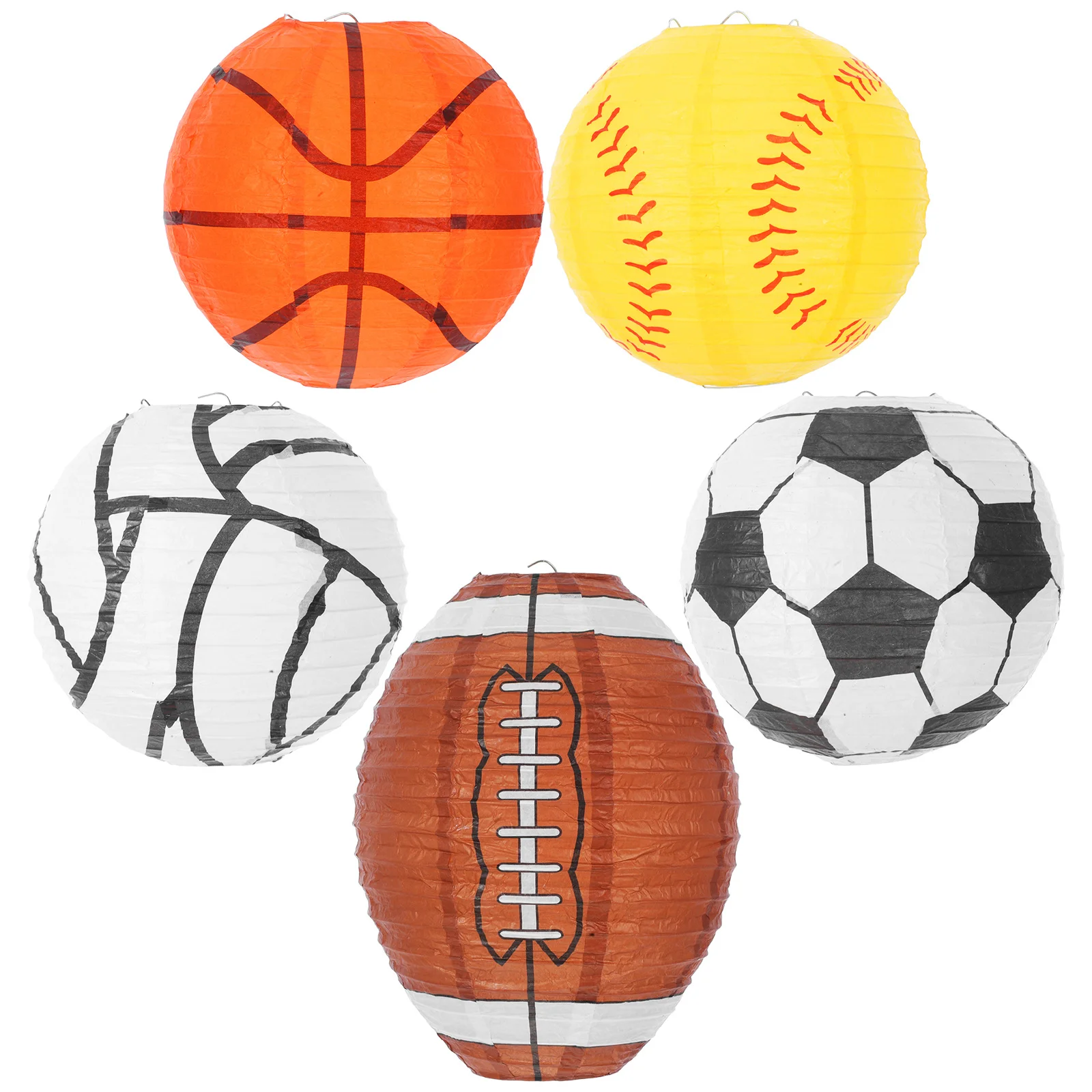 

5 Pcs Lantern Basketball Football Pendant Diy Paper Party Decorations Baseball Lanterns Decorative Birthday