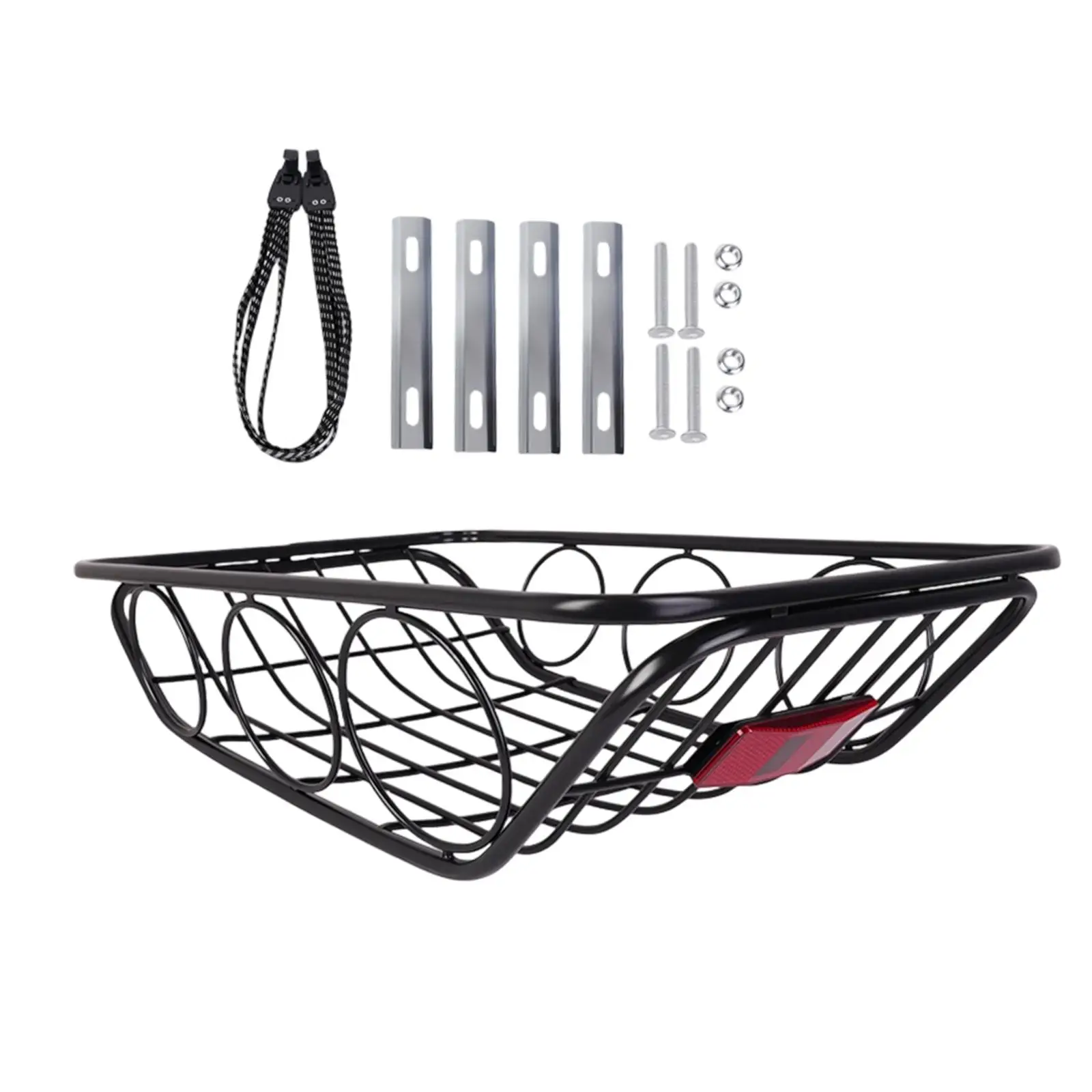 Carbon Steel Bike Basket Rear Pannier Sturdy Cargo Basket Storage Organizer for Daily Commute Travel