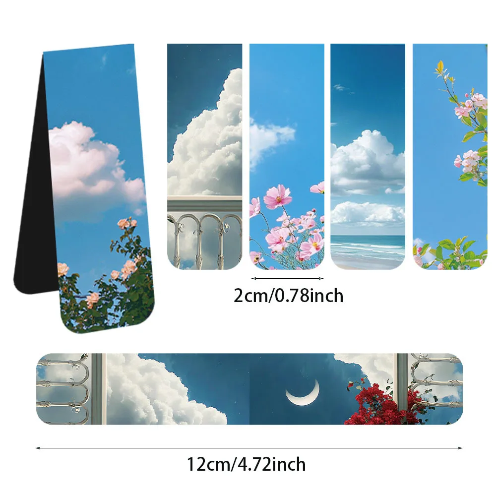 5PCS Magnetic Bookmarks the Sky Design Reading Page Markers Student Creative Gift Book Decoration Page Signings