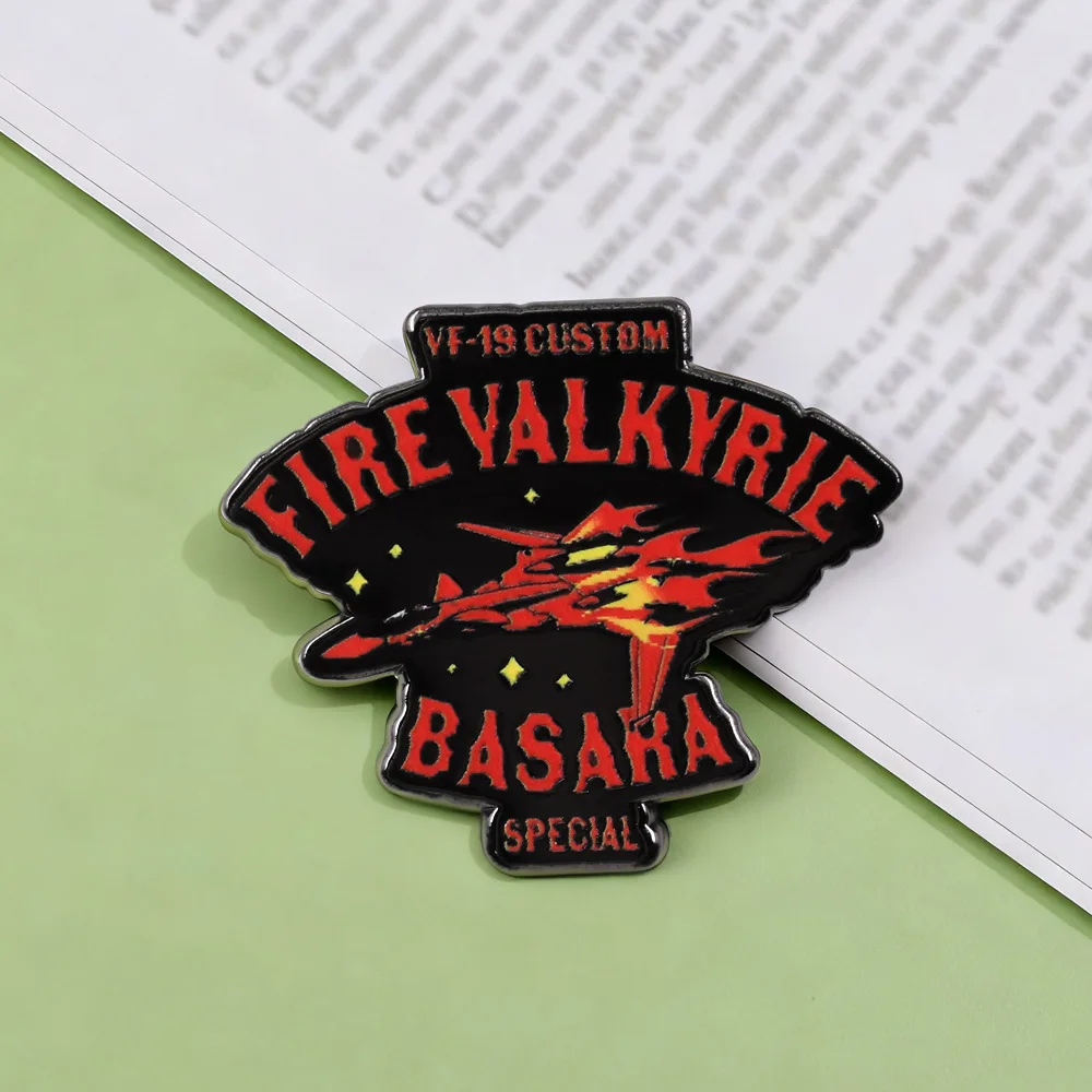 Macross Logo Enamel Pin VF-19 Fire Valkyrie Special Edition Badge Sci-Fi Peripheral Brooch Clothing Bag Accessories