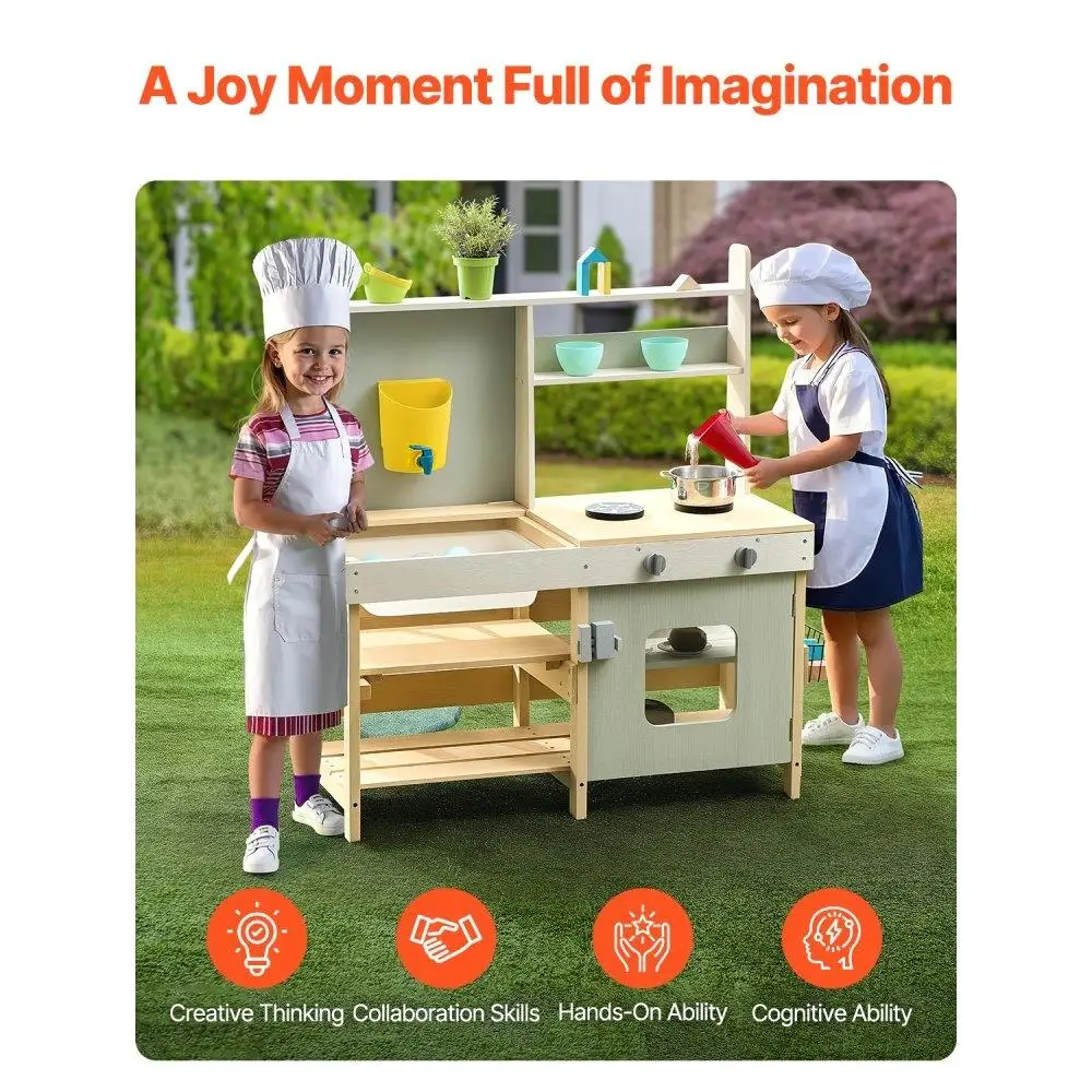 Ensemble de jeu de cuisine en bois pour enfants, jouet de cuisine, activité amusante dans le jardin
