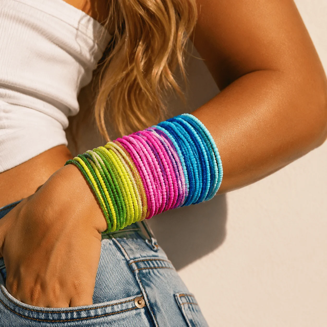 20Pcs/set Gradient Seed Bead Bracelet Set With Unique Design, Trendy Stackable Personal Fashion Accessories