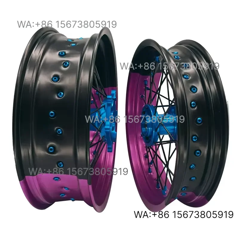 For  Wmwmnu Wholesale Price 17 Inch Supermoto Aluminum Alloy Anodized Spoke Wheel Set  YZF250 Motard