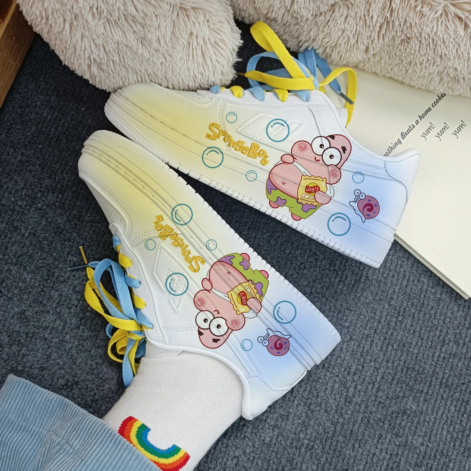 Original New cartoon SpongeBob SquarePants princess cute Casual shoes soft sports shoes for girlfriend gift EU size 35-44