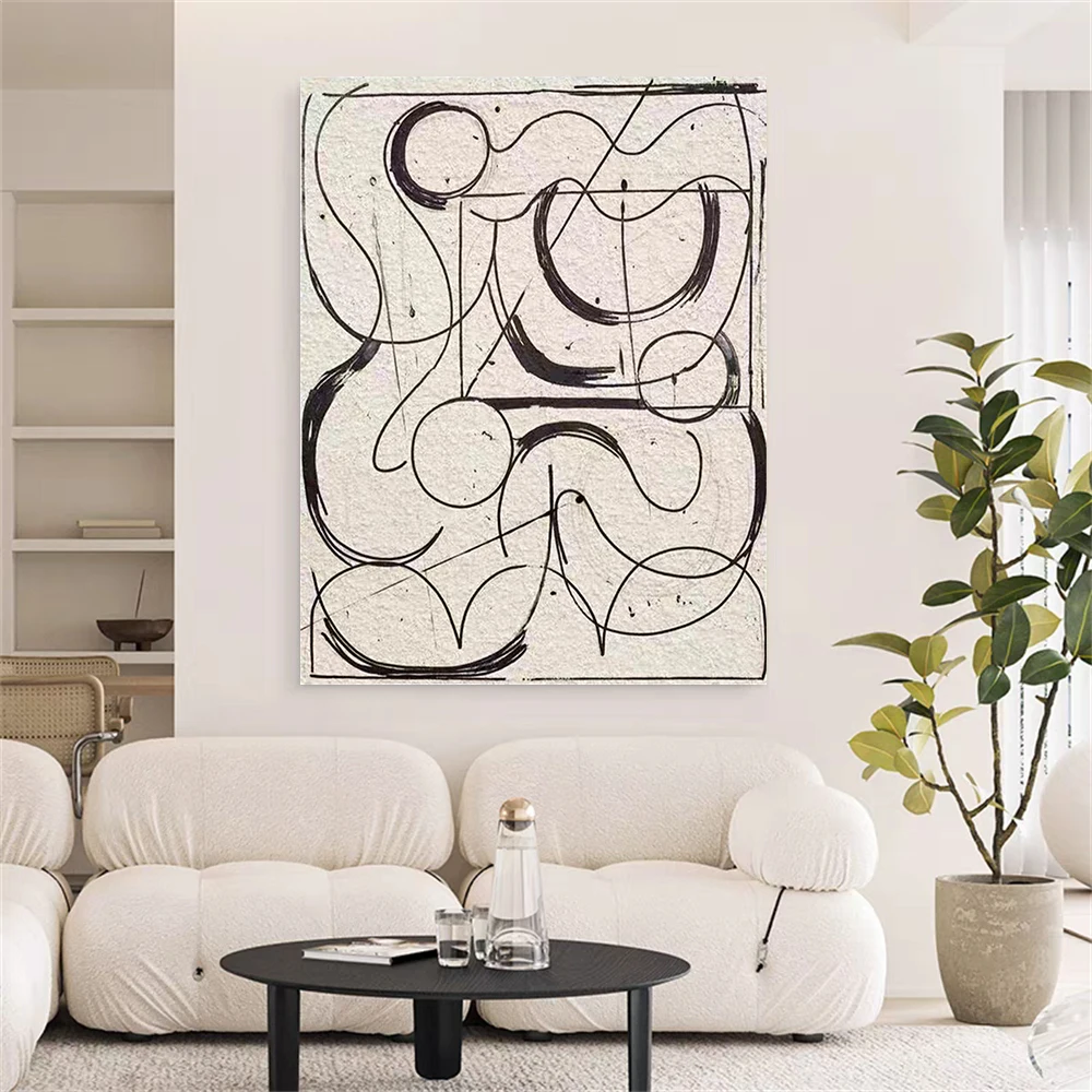 

100% Hand-Painted Nordic Home Decor Paintings Blue Gold Wall Painting Art Abstract Canvas Paint Home Living Room Decor Picture