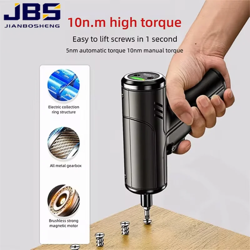 JBS 3.6V Electric Screwdriver Set: 5/10N.m Cordless Mini Hand Drill with Multi-Function Power Tool