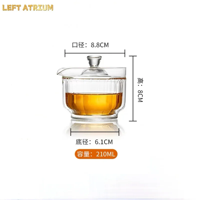 210ML Double Wall Glass Gaiwan Cup With Filt Cover Heat Insulation Chinese Tea Bowl Tureen Travel Teaware Kungfu Tea Sets