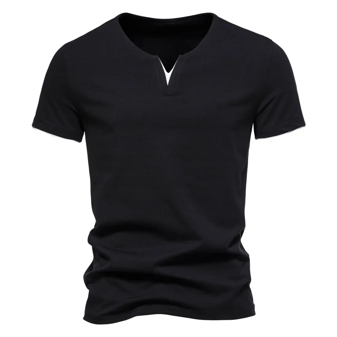Herren-T-Shirts aus Baumwolle mit V-Ausschnitt für Herren, Sommer, lässig, schmale Passform, kurzärmeliges T-Shirt, hawaiianische Herrenbekleidung – Detail 10