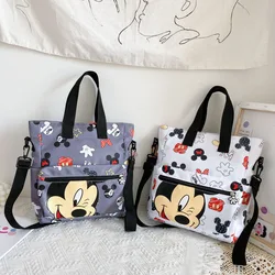 Students Female 2022 New Style Schoolbags Cartoon Full Print Mickey Mouse Casual Fashion Oxford Skin Handbag Breathable Kid Tote