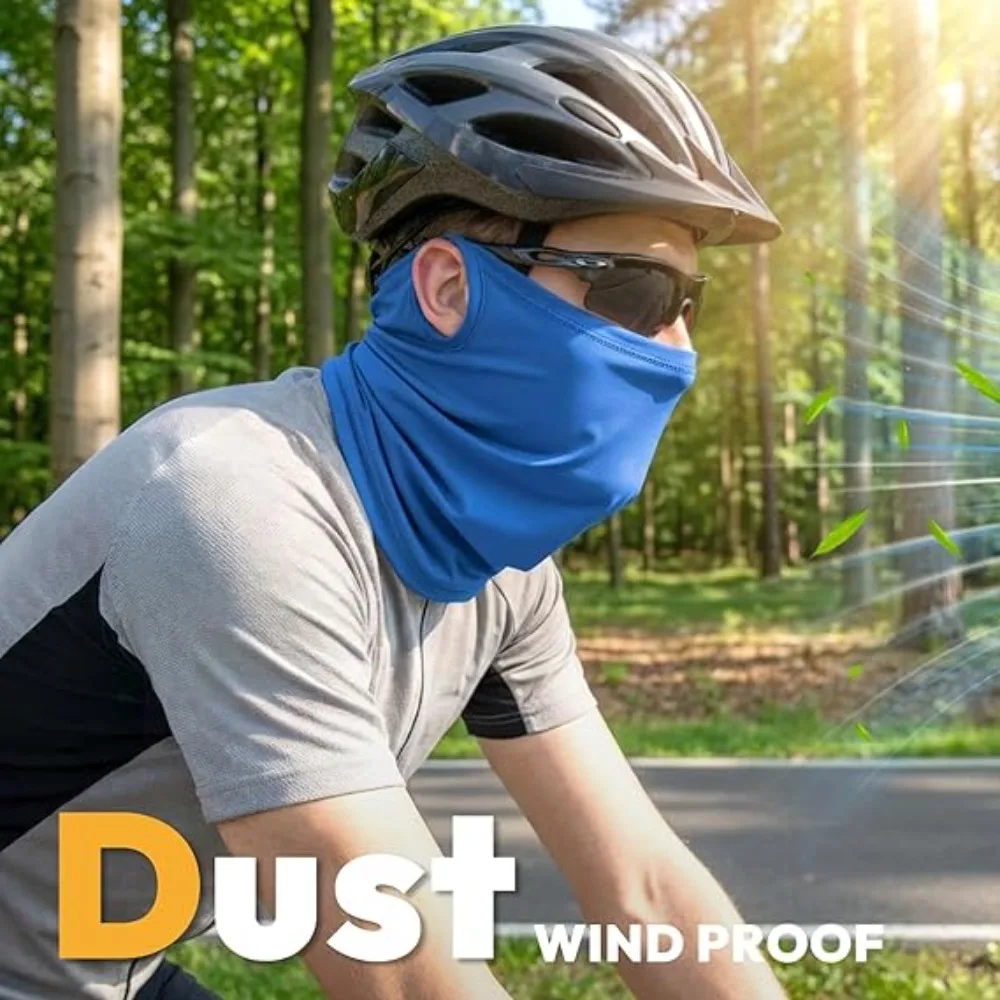Summer Ice Silk Mask Sun Protection Anti-UV Mesh Quick Dry Face Cover Breathable Dustproof Neck Scarf Protection Hanging Ear