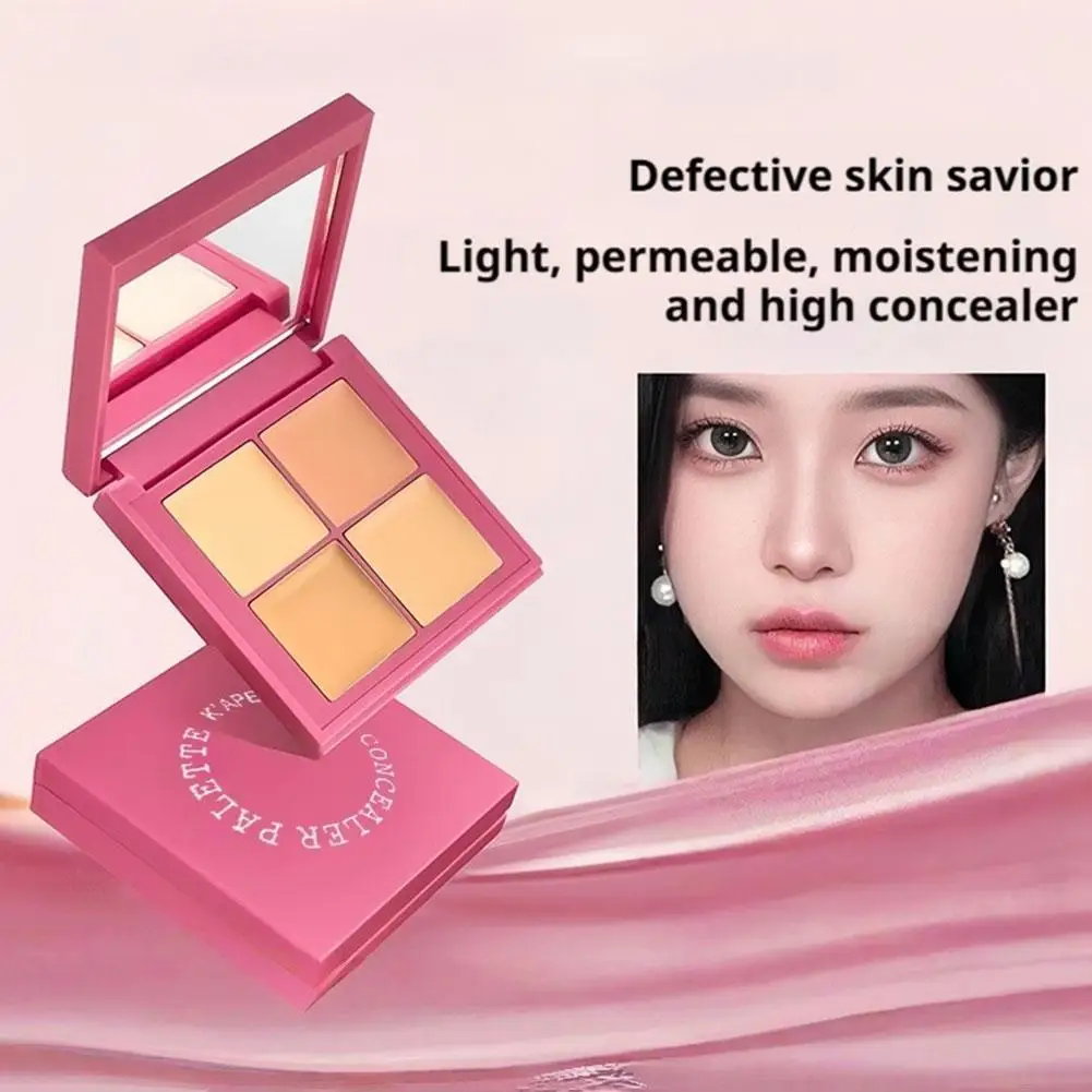 4색 방수 컨실러 팔레트 풀 커버리지 여드름 흉터 다크서클 콧가랑이 주름 가벼운 브라이트닝 페이스 메이크업
