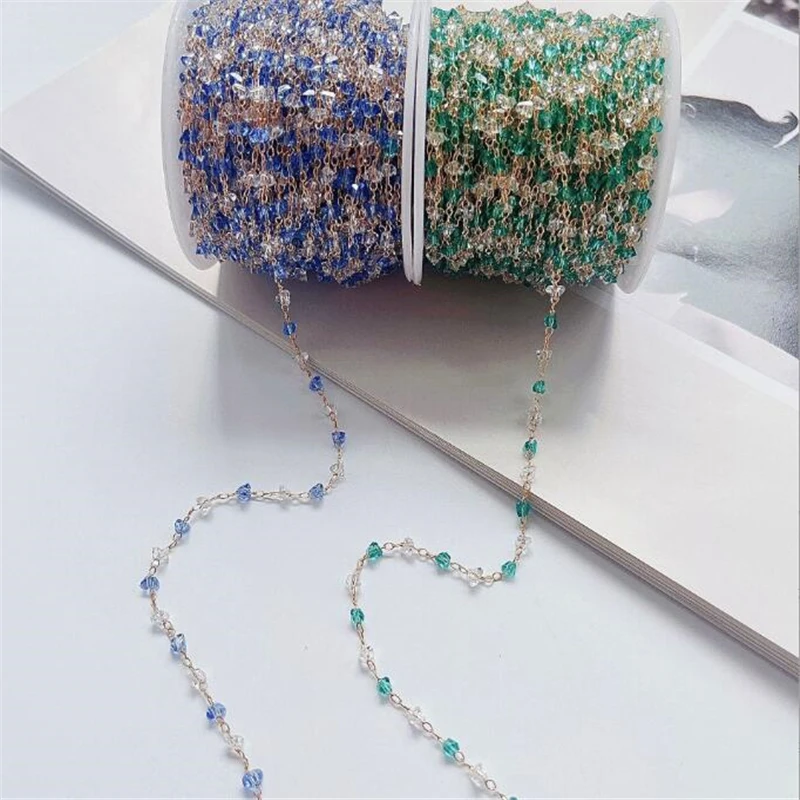 

10 Yards Wholesale New 3MM Crystal Link Chains Extension Tail Beads Chain Jewelry Making DIY Necklace Crafts Garment Accessories