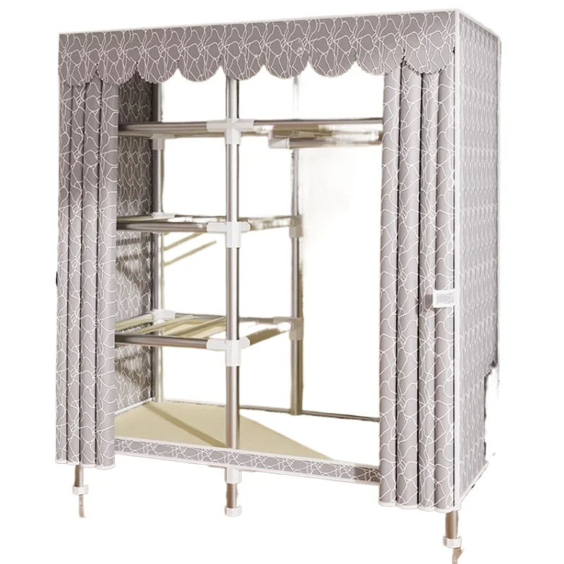 ‌Portable Fabric Closet, Multi-Tier Steel Wardrobe, Rust-Resistant Compact Cabinet Waterproof Storage Organizer with Multi-Color