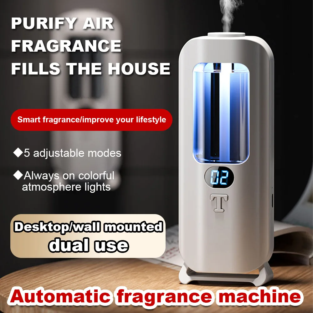 Rechargeable 5-Mode Aromatic Diffuser Essential Oil Aromatherapy Machine Timed Air Freshener for Bedroom Living Room Bathroom