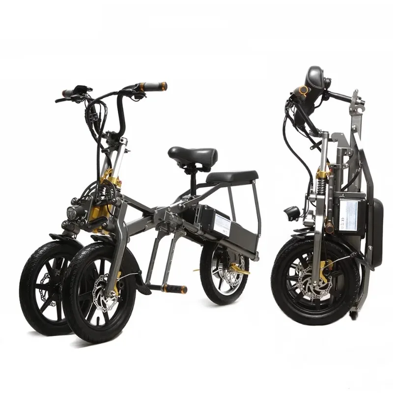 

Inverted three-wheeled tumbler electric bicycle folding portable