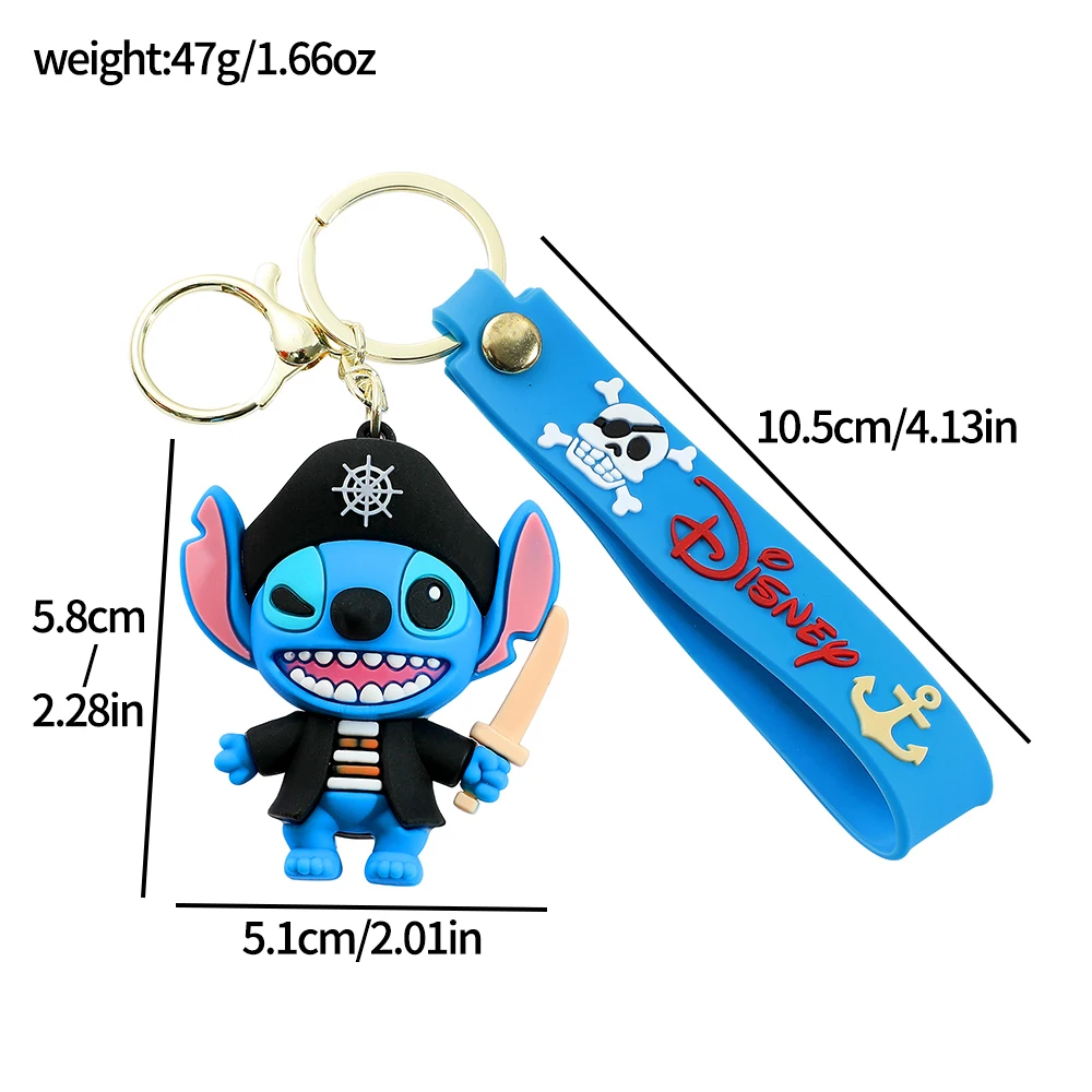 6 pezzi Anime Disney Portachiavi Nuova serie pirata Mickey Goofy & Stitch Portachiavi bambola Ornamenti Ciondolo per auto Giocattolo per bambini Regali di Natale