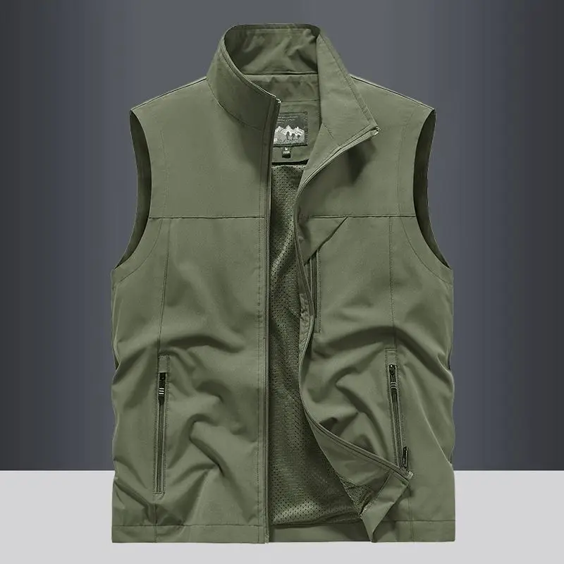 

Мужской летний дышащий жилет для активного отдыха, большие размеры, быстросохнущий, легкий, с множеством карманов, повседневный, камуфляжный