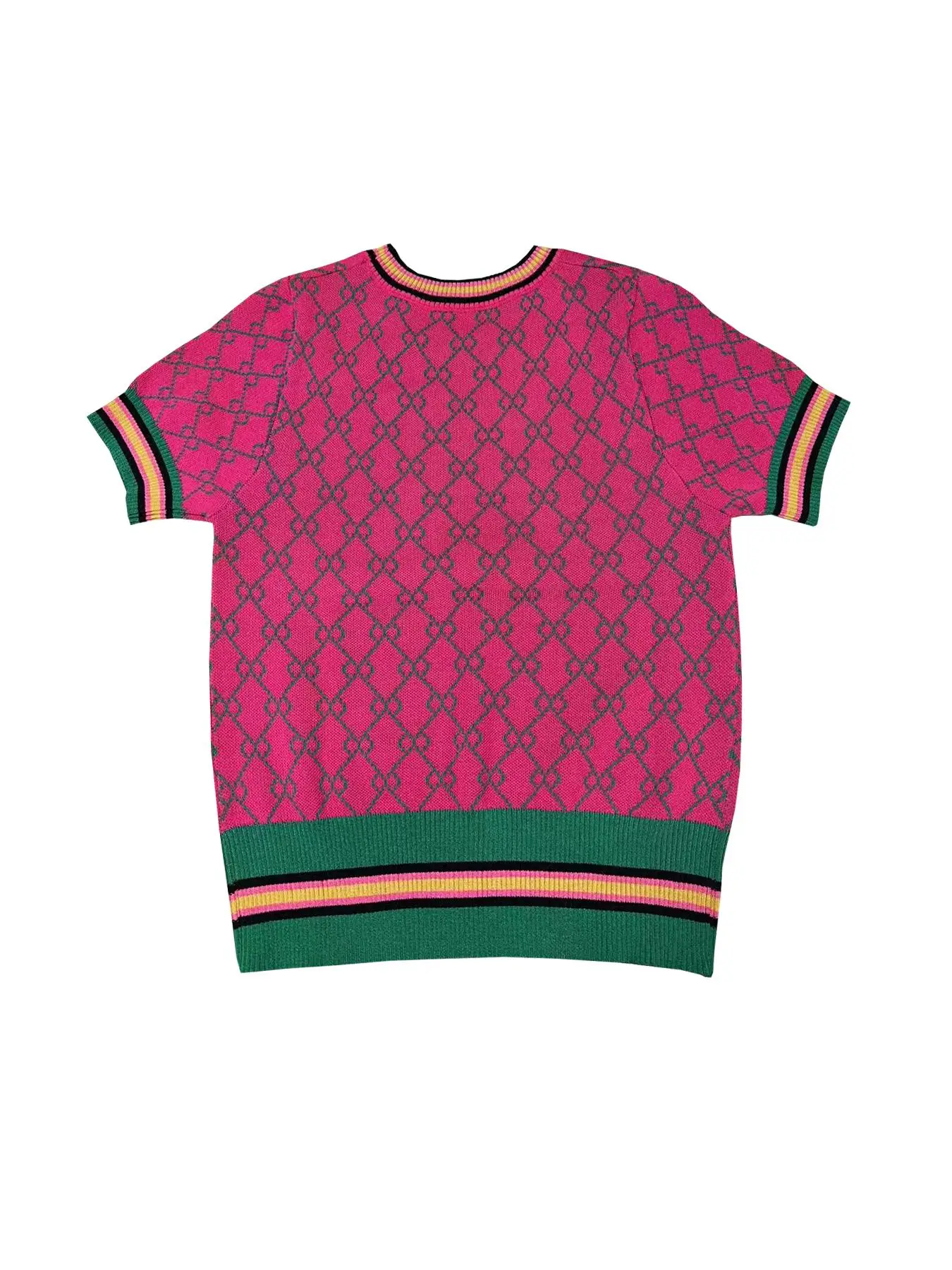 2026 NEW SUMMER WOMEN'S ROUND NECK KNIT TOP, DAILY VERSATILE COLOR‑BLOCK PLAID DESIGN T‑SHIRT