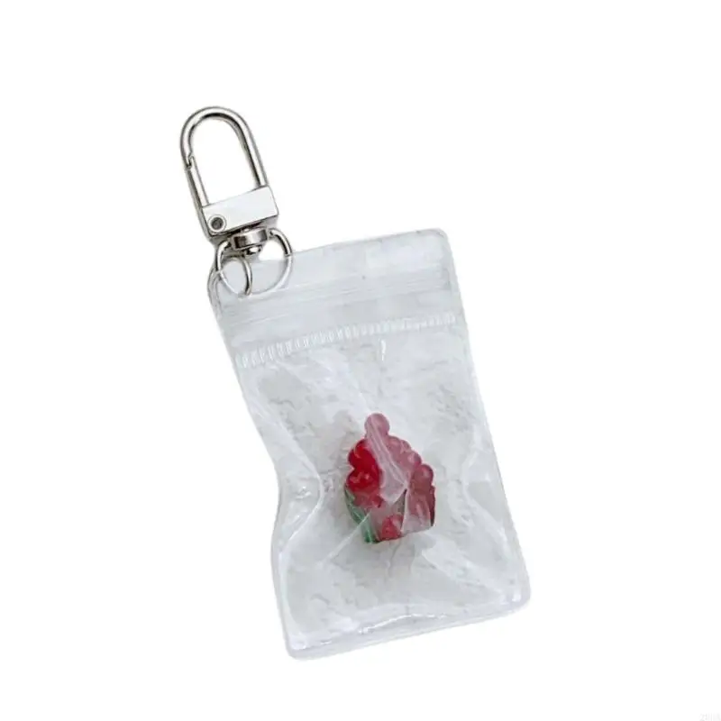 

Attractive Clear Fruit Bag Keychain Easy to Carry Resin Keyrings Bag Accessory 20CA