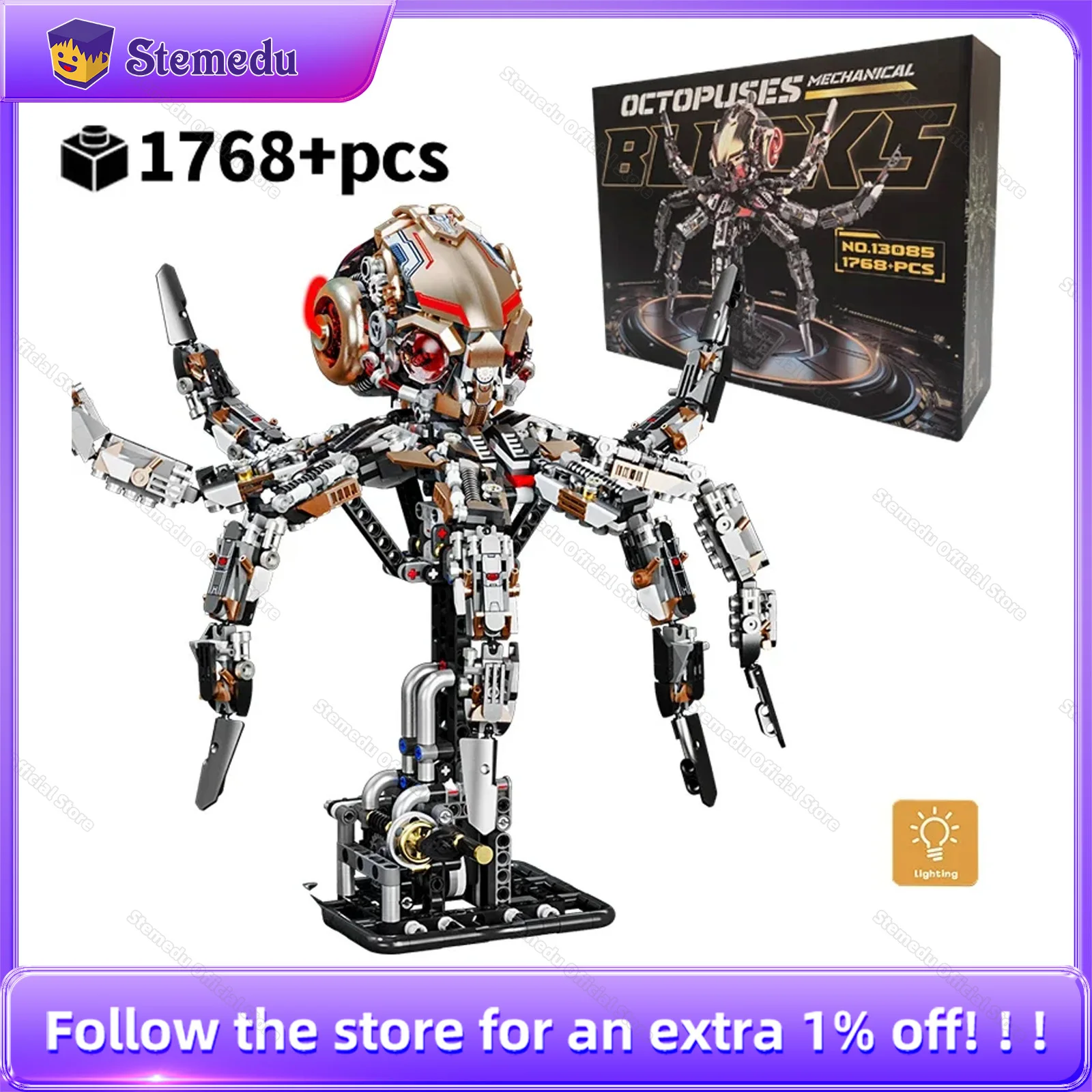 

MOC бионические животные, механические строительные блоки в виде осьминога, моторный привод, рычаг шестерни, глубоководные существа для взрослых, подростков, подарки на день рождения