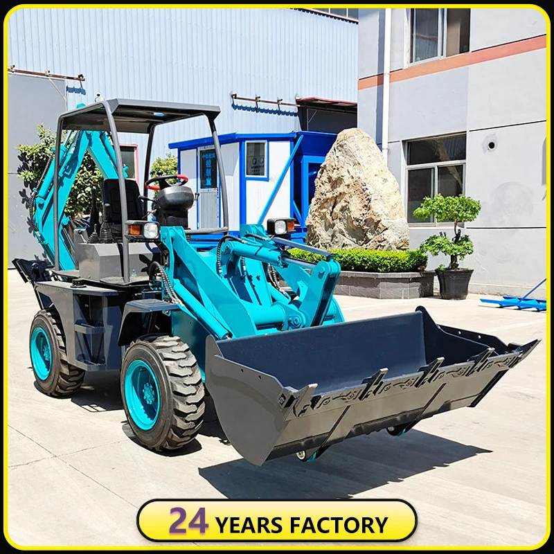 Backhoe Loader Small Excavator Loader 1000KG Hydraulic Articulated Front End Wheel Backhoe Loader Dual-Purpose